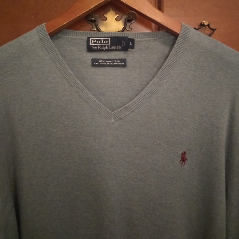 Polo V neck Cotton Sweater
